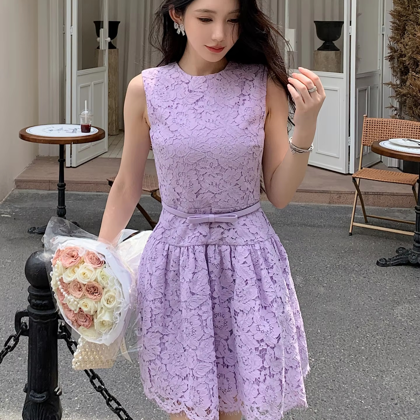 Lilac Colored Dress - Elegant Floor-Length Ball Gown