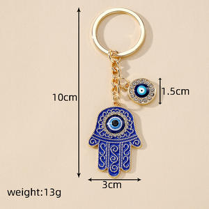 Turkish Blue malocchio Hamsa mano portachiavi amuleto gioielli alla moda ciondoli strass diamante portachiavi portachiavi portachiavi - Product Image 5