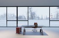 Bureau de direction moderne ATWOKA, bureau de direction réglable en hauteur avec pieds en métal en forme de A