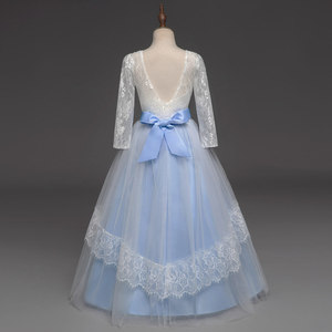 Articles les plus vendus : Robe longue d'été pour bébé, rose et blanche, avec nœud, respirante, en demi-dentelle, pour mariages - Product Image 2