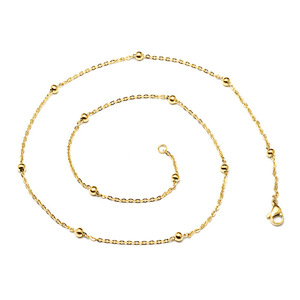 <strong>Gold</strong> Plating 316L Stainless Steel <strong>Ball</strong> Beaded Cross Link <strong>Chains</strong> Necklace for Woman - Product Image 4