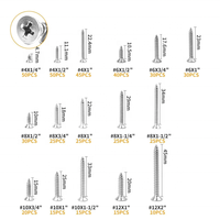 Ensemble de vis en acier inoxydable OEM pour bois # 4 # 6 # 8 # 10 # Kit d'assortiment de 12 vis autotaraudeuses à tête plate Phillips pour tôles