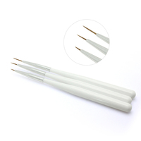 Lot de 3 pinceaux à rayures françaises en acrylique pour nail art, stylo ultra-fin pour dessin de lignes, pinceaux gel UV, outil de peinture, stylo sculpté