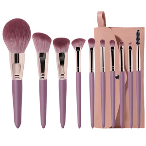 Lot de 10 pinceaux de maquillage violets, avec logo personnalisé, pinceaux de maquillage pour les lèvres et les sourcils, vente en gros - Product Image 1
