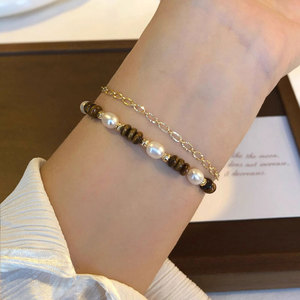 Pulseras y brazaletes de moda de acero inoxidable 316L de alta calidad, chapados en oro de 14k y 18k, con cuentas de ojo de tigre y perlas para mujer. - Product Image 4