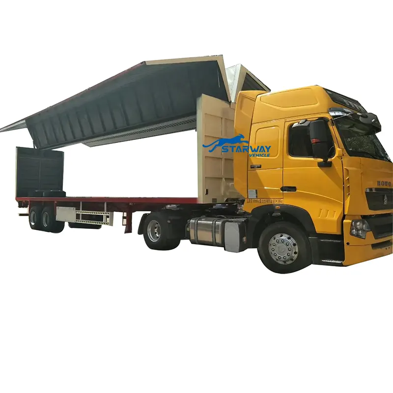 New 2 Axles Open Wing Box Van Type Dry Cargo Truck Trailer for Sale