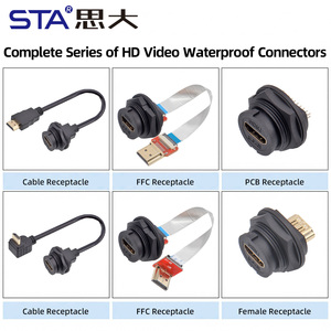 Câble d'interface numérique pour écran vidéo HD, <span class=keywords><strong>prise</strong></span> aviation, connecteur de panneau de châssis, 4K 60HZ 1080P, plastique, étanche IP67 - Product Image 4