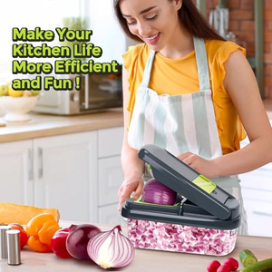 Hachoir à légumes personnalisé avec logo, trancheuse, coupe-légumes, coupe-salade avec lames en acier inoxydable pour la préparation culinaire, avec emballage à marque privée - Product Image 4