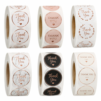 XJY Maßgefertigte Roségold-Folien Runde Dankeschön-Aufkleber-Rolle mit Logodruck, Niedriger MOQ Verpackungsaufkleber für Kleinunternehmen