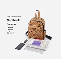 Tas Ransel Gabus Geometris Tahan Air, Penutup Tali, Lapisan Poliester, Anti Maling, Premium Matte, Tas Punggung Travel Sehari-hari