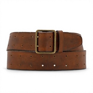 Ceintures formelles pour hommes en cuir véritable, boucle carrée en acier, impression personnalisée, style vintage, dimensions personnalisables, prix d'usine - Product Image 1
