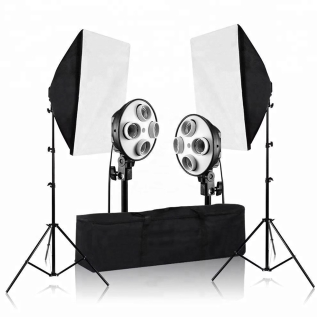 Photo video studio 1600w photography continuous 4 slots light two easy softbox kit with case photoghy