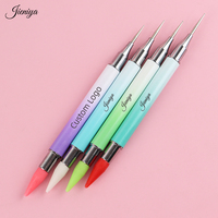 Nouveau design – Stylo à double tête en métal pour la pose de perles et de cristaux – Outil de manucure pour points de cire et nail art