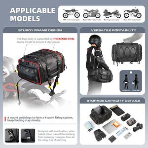 Échantillon Gratuit Sac de Selle Unisexe en Cuir Véritable 45L Grand Format avec Logo Personnalisé pour Moto, Sac de Voyage Personnalisable pour Casque et Sport Fastrider - Product Image 3