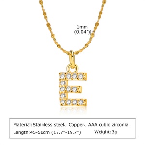 Gold Plated Letter <b>Necklace</b> Custom 26 Zircon Letter Pendant <b>Necklaces</b> - Product Image 6