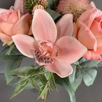 LE-490 Lot de 49 cm de roses artificielles Cymbidium nordiques, bouquet décoratif en soie pour toile de fond de mariage et ornement de salon