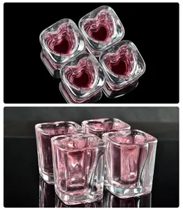 Groothandel 1.5 Oz Aanpasbaar Glaswerk Whisky Wijn Tequila Shot Glaasje Unieke Hartvormige Borrelglas