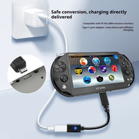 Câble de charge Tideseer Type-C femelle vers PS Vita 2000 avec voyant lumineux bleu, noir, 10 cm, PVC, âme en cuivre nu