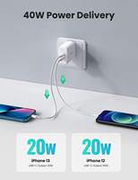 Chargeur mural UGREEN 45W GaN à double port USB C avec prise pliable, adaptateur secteur USB-C PD pour ordinateur portable et mobile