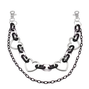Cadena de cintura yueliHeart de aleación de zinc de doble capa, negra, estilo punk hip hop, para uso diario, cadena corporal de moda. - Product Image 5