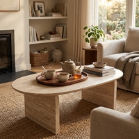 Table basse en MDF finition travertin, style moderne et contemporain, pour salon, prix d'usine, vente chaude, mobilier de maison en bois