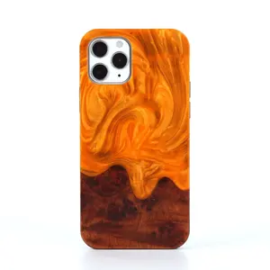 Ultrathin Anti-falling Cell Phone Bag Epoxy Resin Plus Wood Mobile Phone Case For IPhone 11 pro max