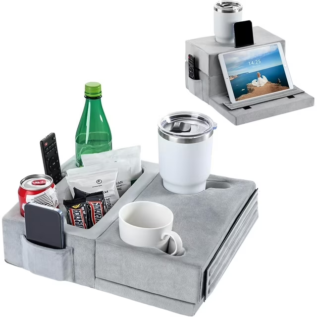Couch Cup Holder Tray Tablet Pillow Stand Bed Couch Car Holds Drinks Snacks Remotes Phones Tablet Cup Holder for Sofas Pillow