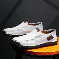 Chaussures décontractées pour hommes à enfiler, transfrontalières, semi-gérées, cousues à la main, en microfibre unie, respirantes, résistantes à l'usure, avec semelle extérieure en caoutchouc