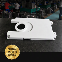 Panneau de couverture rectangulaire plat en plastique blanc avec grande découpe circulaire centrale, encoches et trous de fixation, moulé par injection, usine OEM
