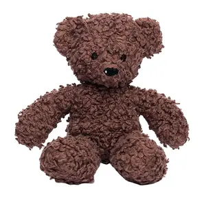 A045 Organic Baby Sherpa Plush Animal Toy Dark Brown Stuffed Teddy Bear Natural Stuffed Plush Baby Toy