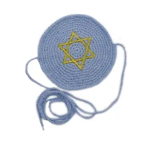 Jewish Kippah Kids Kippot Crochet Kippah Yarmulka Kippa Jewish Hat For Children Male Round Embroidered 100% Cotton Handmade