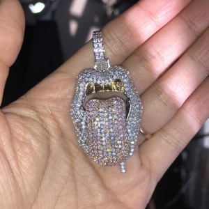 Nuovo Arrivo: Ciondolo con Simbolo <span class=keywords><strong>del</strong></span> Dollaro su Lingua Tempestata di Diamanti, Collana con Ciondolo Ghiacciato per Uomo e Donna, Gioielli da Rapper - Product Image 3