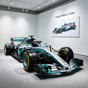 Scultura in Resina di Fibra di Vetro a Grandezza Naturale 1:1 di Auto da Corsa da 5,6 M con Vernice di Grado Automobilistico per Esposizione Commerciale nei Centri Commerciali - Product Image 1