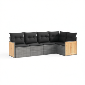 Modern Modular Grey PE Rattan Garden <b>Sofa</b> <b>Set</b> Outdoor Furniture High-Density Foam Cushions - Product Image 1