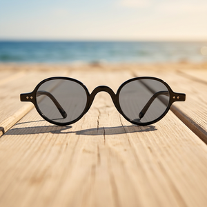 Unisex Polarized Pilot <b>Sunglasses</b> Acetate <b>Frame</b> Black Shiny 1034 - Product Image 3