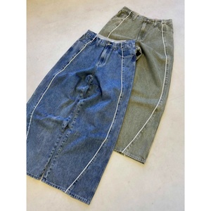 Pantalones Vaqueros Cleanfit para Hombre 2025 con Costuras en Contraste - Estilo Vintage Lavado, Anchos y Holgados, Ropa Urbana Informal - Product Image 5