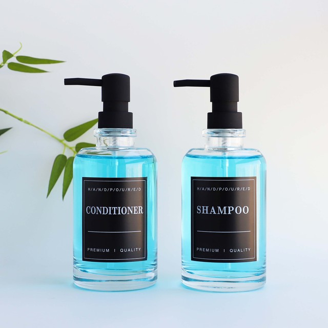 500ml Refillable Glass Bottle with Screw Cap and Screen Printed for Shampoo Moisturizer Massage Oil & Essential Oils