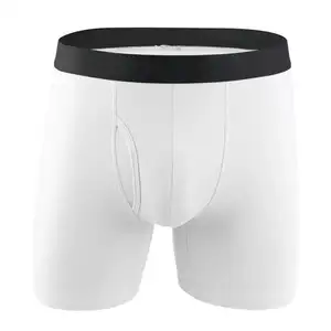 กางเกงบ็อกเซอร์ขาสั้นสำหรับผู้ชาย,กางเกงขาสั้นผ้าฝ้ายบ็อกเซอร์แบบเปิดสีพื้นสไตล์คลาสสิกใส่สบายสามารถกำหนดโลโก้ได้ตามต้องการ