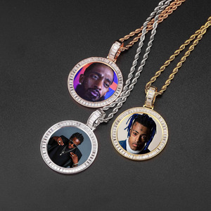 <span class=keywords><strong>Collier</strong></span> avec pendentif médaillon personnalisé en zircon, style hip-hop, pour photos et souvenirs - Product Image 5