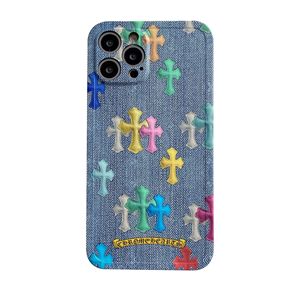 Étui de téléphone Demin pour Chrome Hearttt Cross pour iPhone 15 14 13 12 11 <span class=keywords><strong>Pro</strong></span> Max 17 16 Plus, coque de téléphone Apple - Product Image 1