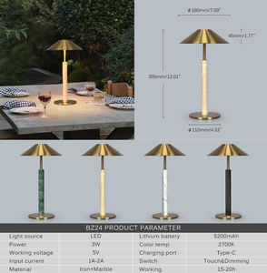 โคมไฟตั้งโต๊ะหินอ่อนทันสมัย แบบชาร์จไฟได้ <span class=keywords><strong>LED</strong></span> ปรับความสว่างได้ ไร้สาย ควบคุมด้วยระบบสัมผัส โครงสร้างโลหะยืดหยุ่น เป็นมิตรกับสิ่งแวดล้อม โคมไฟตั้งโต๊ะห้องนอนสุดหรู - Product Image 6
