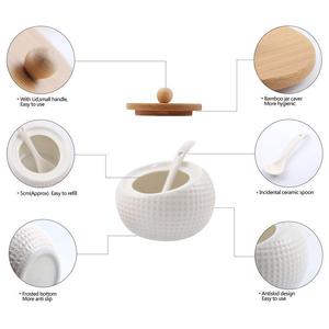 Ceramic <strong>Spice</strong> Jars Pour Spout Bamboo Lids Customized Natural Seasoning <strong>Condiment</strong> <strong>Spice</strong> Container Tools Wood Kitchen Accessories - Product Image 2