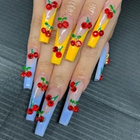 36 Stks/doos 3d Kersen Nagel Bedels Rood Roze Glanzende Nagel Edelsteen Kawaii Metalen Nagel Steentjes 12 Roosters Legering Kersen Manicure Accessoires