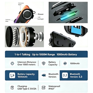 <span class=keywords><strong>Kit</strong></span> d'intercom <span class=keywords><strong>Bluetooth</strong></span> pour casque de <span class=keywords><strong>moto</strong></span> Inveer X5 1000M, communication duplex pour <span class=keywords><strong>2</strong></span> motards, système de communication pour <span class=keywords><strong>moto</strong></span> - Product Image 2