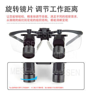 Loupe dentaire à fixation sur tête Mengen avec éclairage pour chirurgie buccale et procédures ORL - Product Image 3