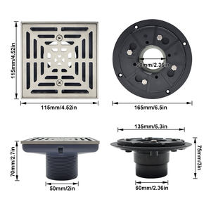 Guida 710011 71001101 Nouveau Design Carré <span class=keywords><strong>Grand</strong></span> Débit <span class=keywords><strong>Douche</strong></span> Siphon <span class=keywords><strong>de</strong></span> Sol Pour Cuisine Salle <span class=keywords><strong>de</strong></span> Bain Egouttoir <span class=keywords><strong>de</strong></span> Sol en Acier Inoxydable - Product Image 5