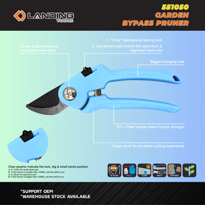Sécateur professionnel robuste 551050 avec lame en acier au carbone tranchante et poignée ergonomique pour la taille des arbres de jardin - Product Image 2