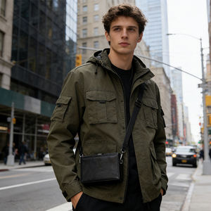 Sac messager en cuir PU pour <span class=keywords><strong>homme</strong></span>, sac bandoulière professionnel, sac de téléphone portable tendance pour toutes les saisons avec fermeture éclair - Product Image 2