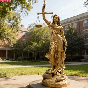 Estatua de la Dama de la Justicia en Bronce Dorado YOUFINE para Decoración de Instituciones y Exteriores - Product Image 6