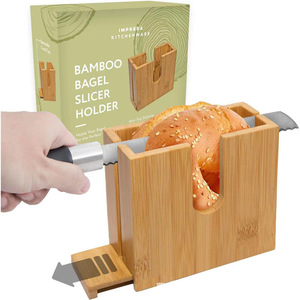 Support à bagels en bambou avec plateau amovible pour une découpe parfaite - Product Image 1
